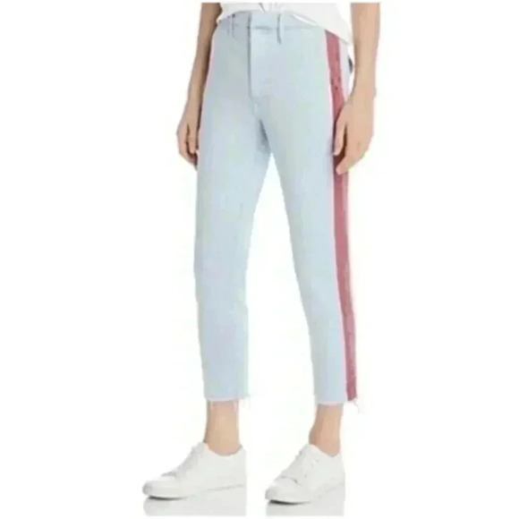 Mother Chino Pants Sz 26 The Shaker Prep Fray Blue Red Stripe - Picture 1 of 16